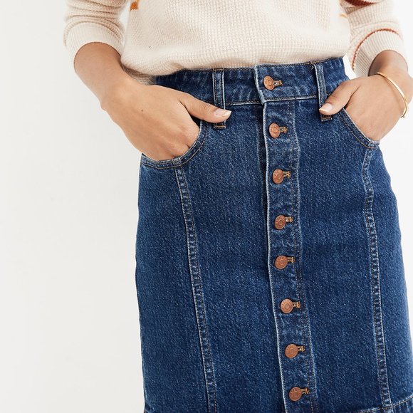 Madewell Denim Straight Mini Skirt - Picture 1 of 6